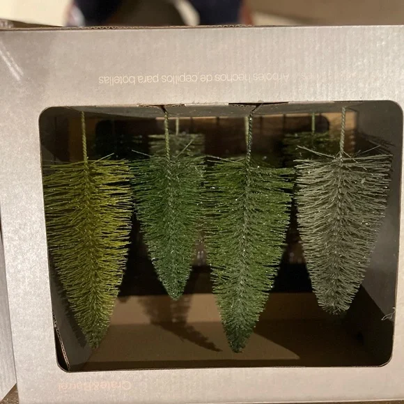 Crate&Barrel Festive Green Bottle Brush Trees - Picture 6 of 6